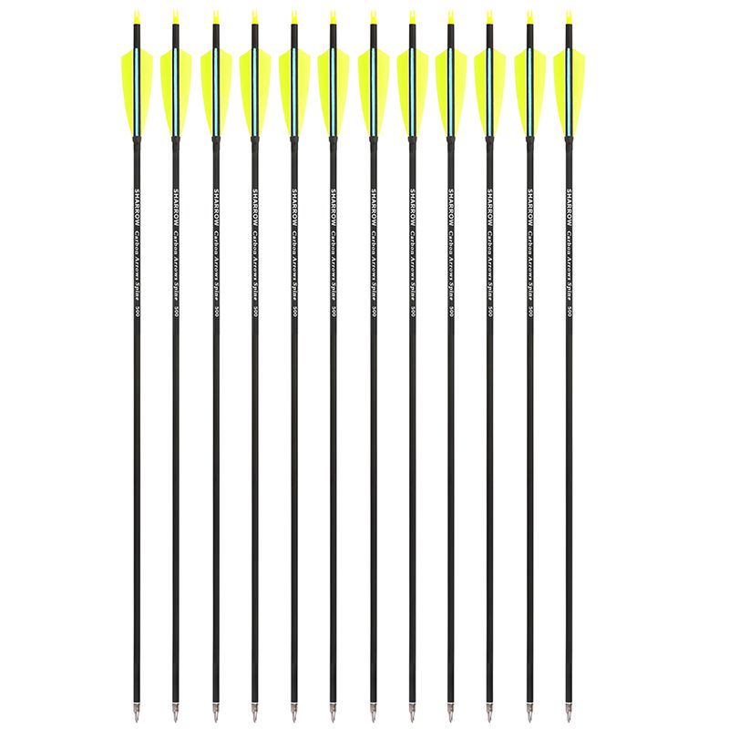 12pcs True Feather Mixed Carbon Arrows Outdoor Shooting Hunting ID6.2mm SP500 Carbon Arrows